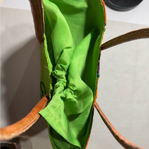 Colorful Patchwork straw tote bag - Picture 4 of 8